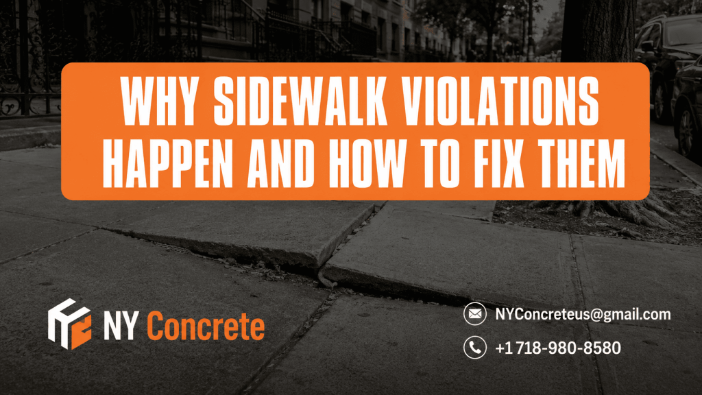 Uneven NYC sidewalk slabs damaged by tree roots, showing why sidewalk violations happen and how they can become trip hazards.