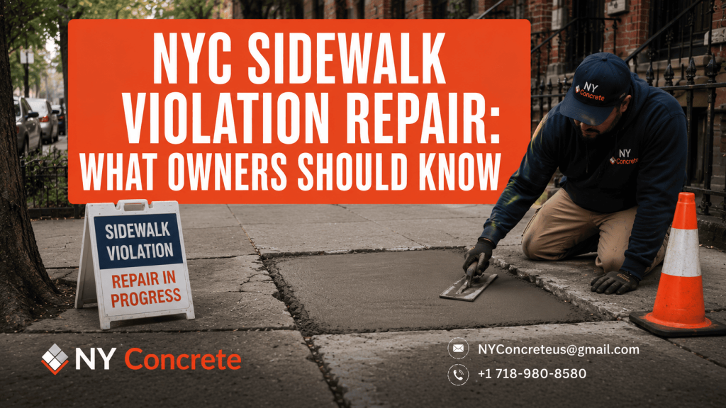 Contractor inspecting cracks and uneven sections on a residential driveway, showing warning signs that a driveway needs repair.