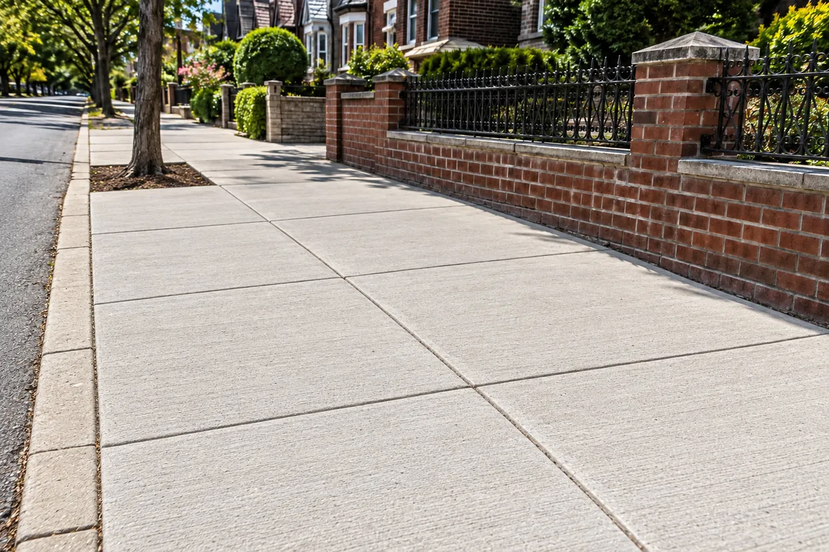 Smooth new concrete sidewalk after damaged flag replacement in New York City