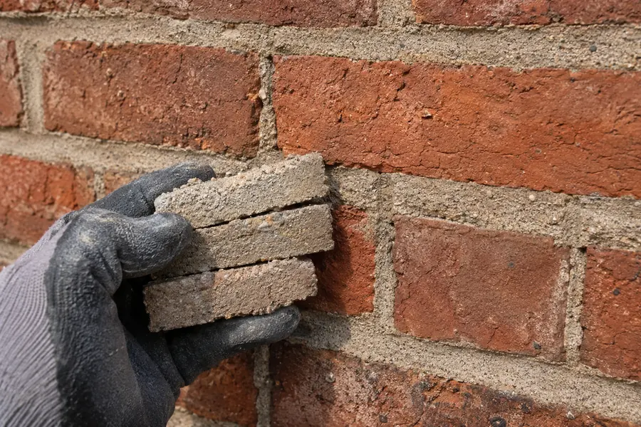 Mortar joint repair on cracked and deteriorated exterior brickwork in NYC